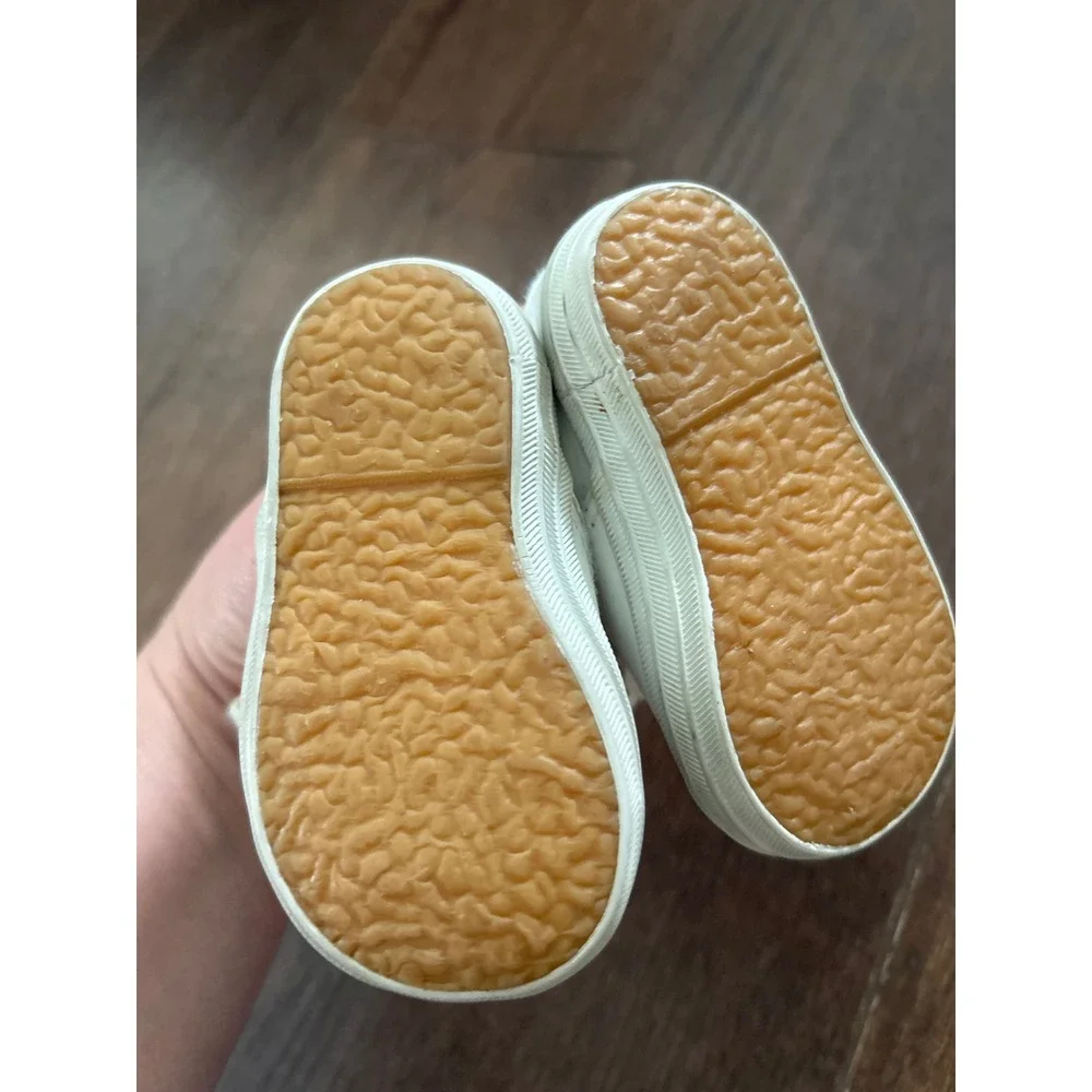 Vtg Hanes Soft Fit Baby Sneakers White Leather Lace Infant Shoes Size 2W 4265896